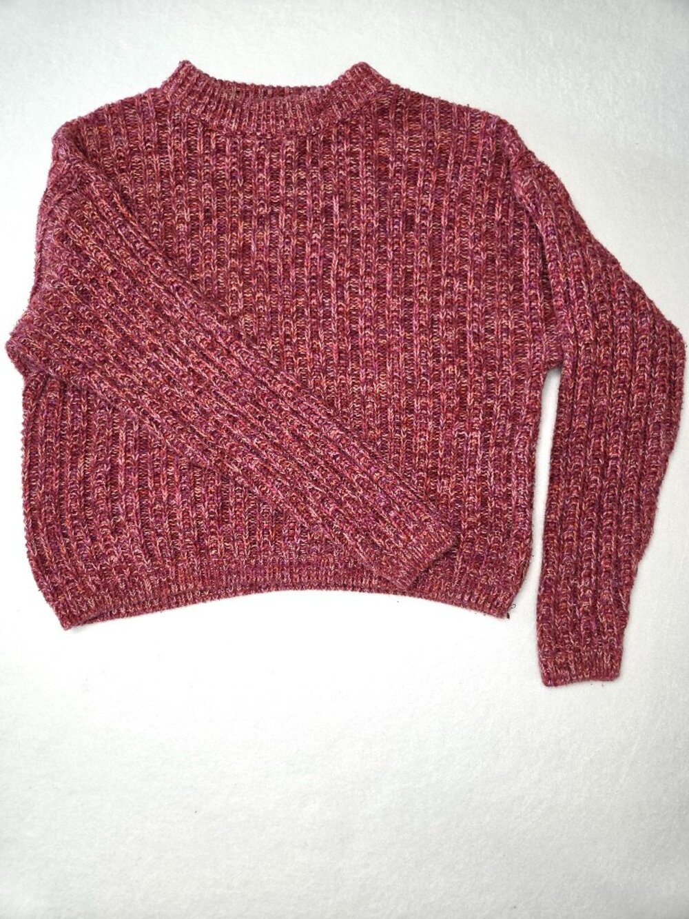 Universal Thread Women’s Medium Marled Chunky Knit Sweater Burgundy Pink Cotton